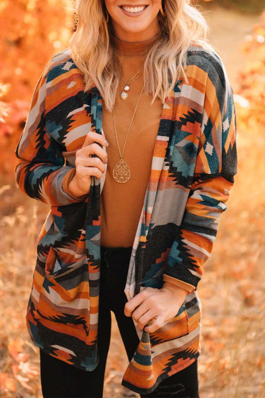 Western Tribal Aztec Print Cardigan