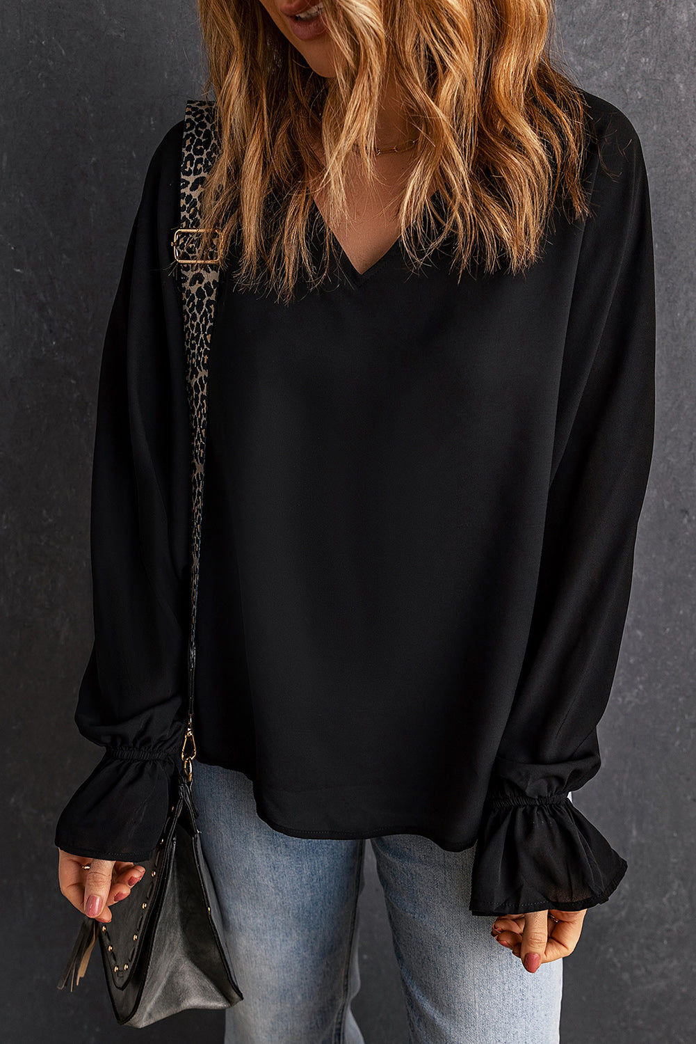 Flared Cuff Bishop Sleeve Blouse