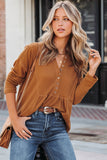 Waffle Knit Half Button Henley Top