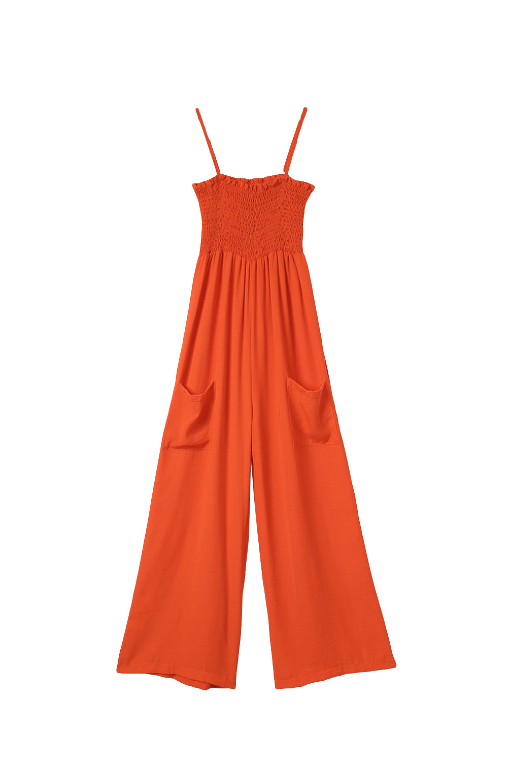 Smocked Spaghetti Straps Wide Leg Jumpsuit