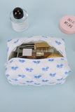 Pink Bow Knot Quilted Zipper Makeup Bag