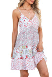 Floral Ruffled Spaghetti Strap Mini Dress