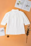 White Solid Puff Short Sleeve Shirt