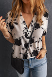 Apricot Floral Printed Short Sleeve Blouse