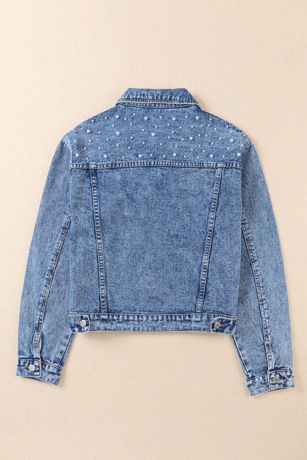 Pearl Turn Down Collar Denim Jacket