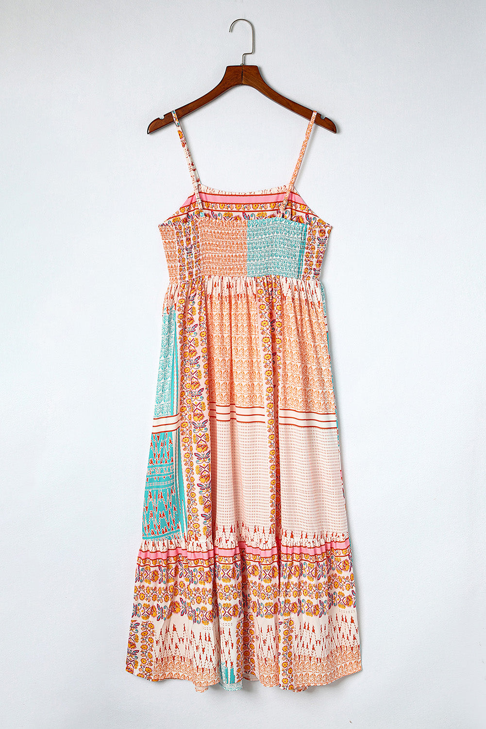 Boho Patchwork Print Square Neck Sundress