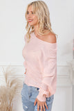 Pull à manches dolman et nœud papillon en ruban rose