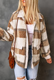 Plaid Pocketed Teddy Jacket