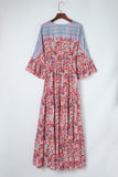 Boho Floral Paisley Print Tassel Tie V Neck Maxi Dress