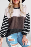 Contrast Striped Sleeve Color Block Pullover