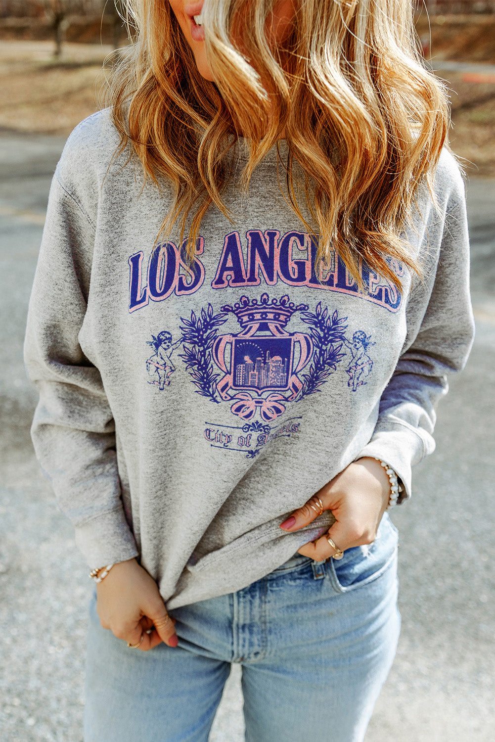 Sweat ras du cou graphique LOS ANGELES gris