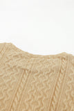 Solid Color Puffy Sleeve Textured Knit Top