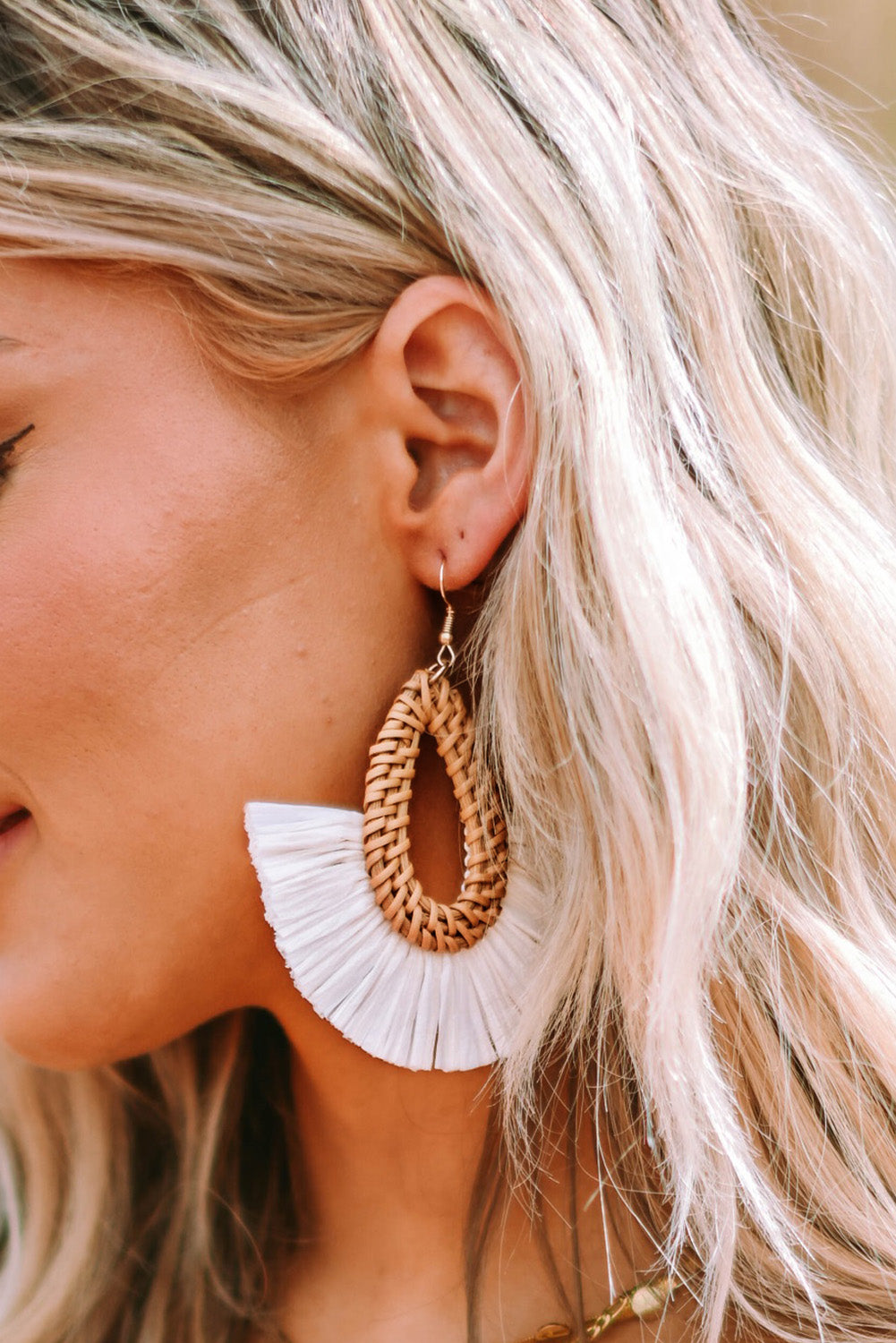 Bohemian Semi-circle Woven Drop Earrings