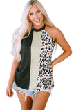 Leopard Color Block Casual Tank Top