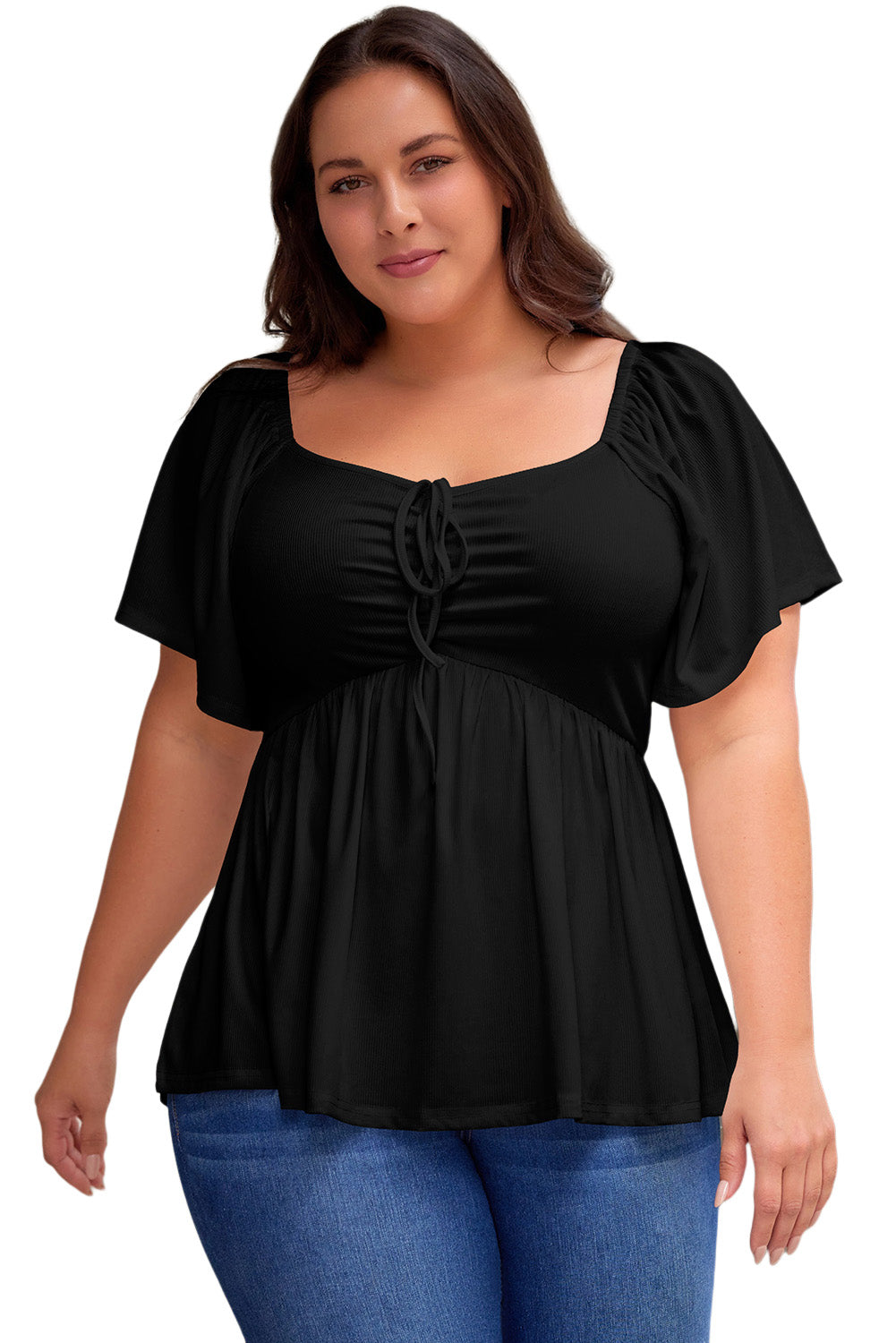 Plus Size Ruched Front Babydoll Top