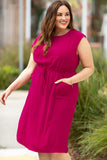 Ruffled Drawstring High Waist Sleeveless Plus Size Midi Dress