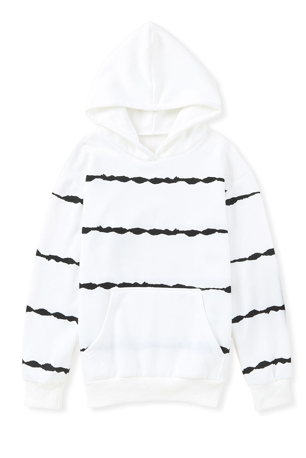 Irregular Striped Kangaroo Pocket Hoodie