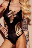 Strappy Cutout Distressed Teddy Lingerie