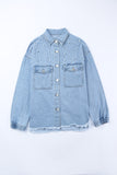 Rhinestone Pearls Denim Shacket