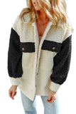 Veste sherpa marron color block avec poches