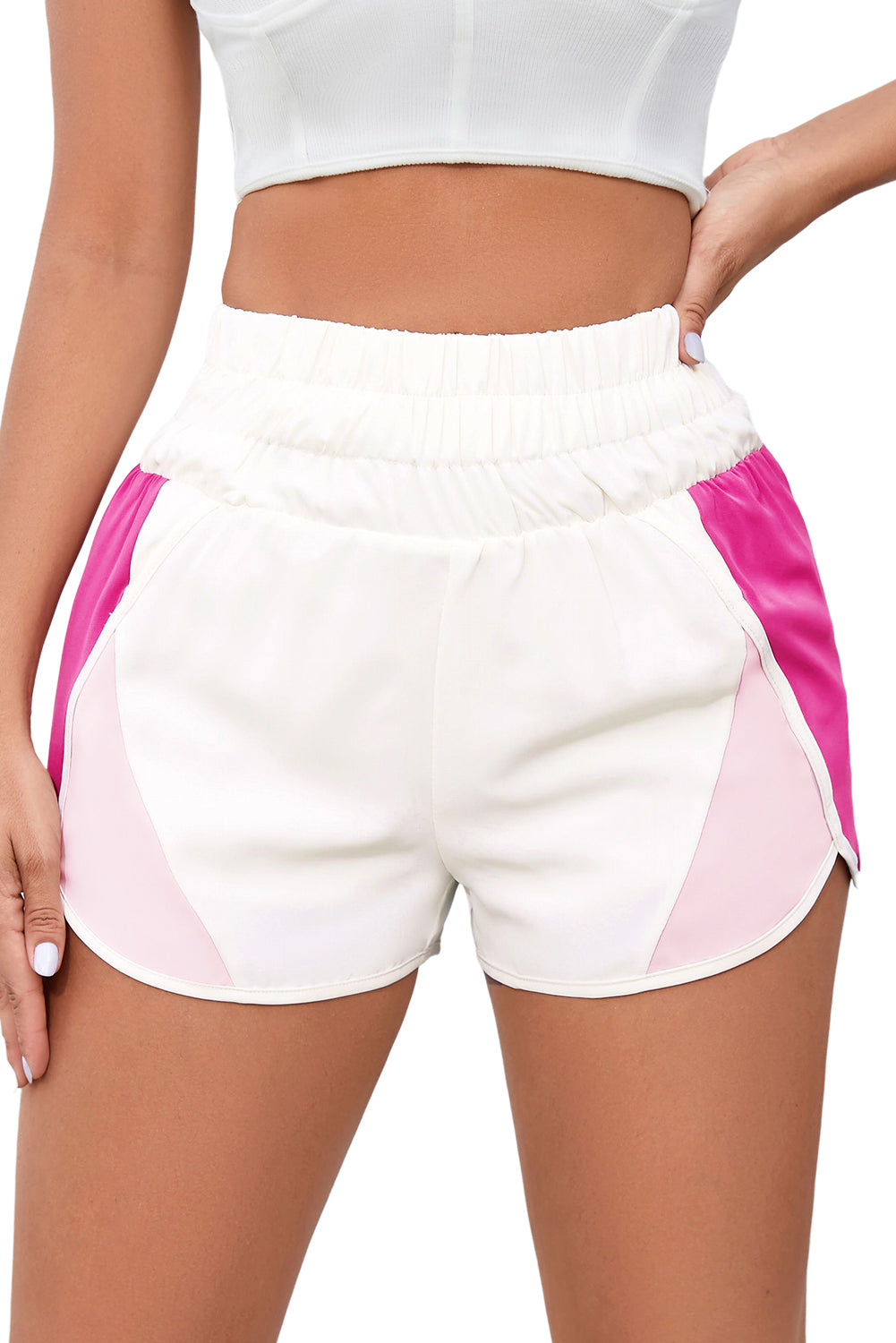 Color Block Split High Waist Shorts