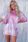 Shiny Iridescent Stay Wild Graphic Oversized Tee