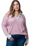 Plus Size Exposed Seam Waffle Knit Top