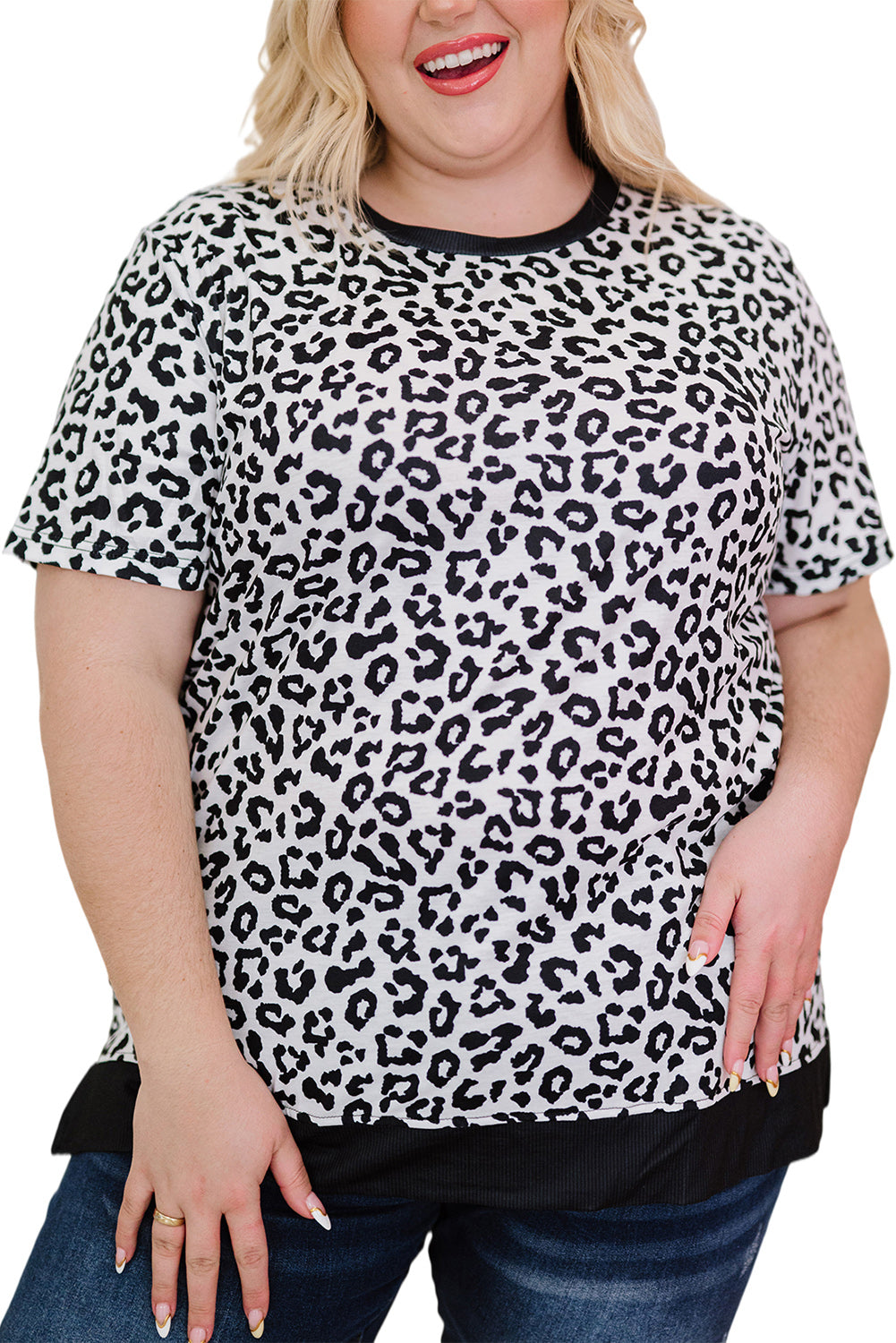 Camouflage Print Round Neck T-shirt with Slits