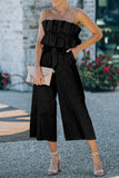 Ruffled Strapless Wide Leg Jumpsuit