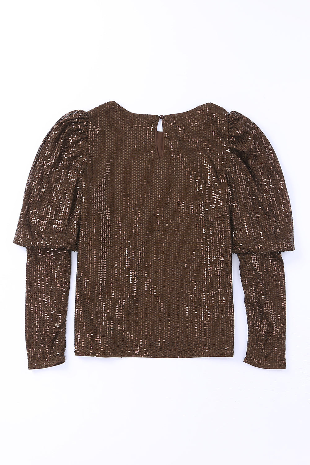 Haut marron à sequins et manches bouffantes