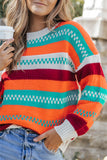 Color Block Striped Loose Sleeve Sweater