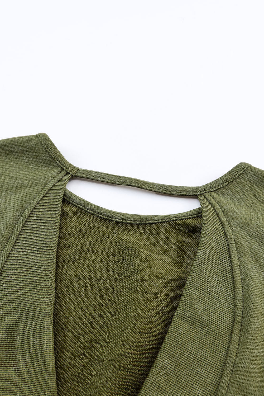 Green Acid Wash V-shape Open Back Sweatshirt