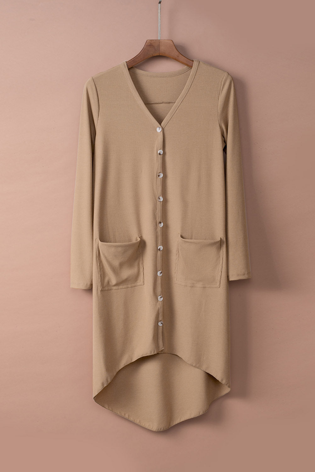 Selected Button Pocketed High Low Cardigan