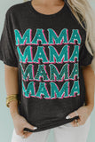 MAMA Letter Print Vintage Leopard Graphic T Shirt