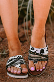 Leopard Studded Animal Print Flip Flop Sandals