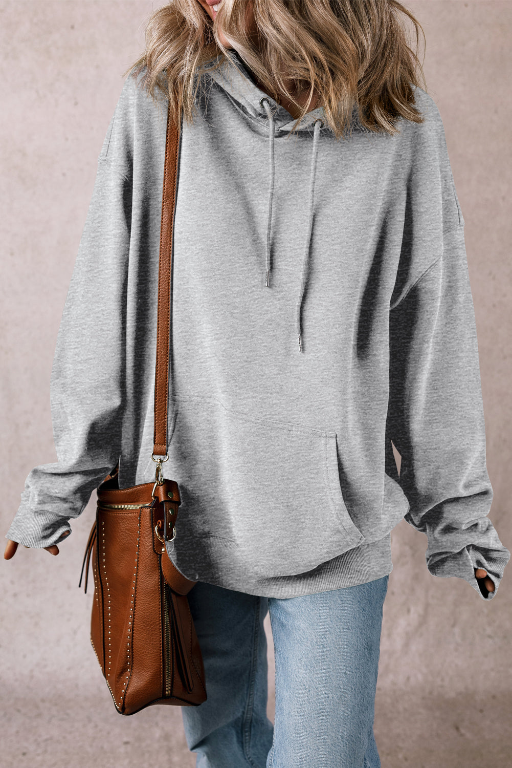 Bonbon Fleece Lined Kangaroo Pocket Drawstring Chunky Hoodie