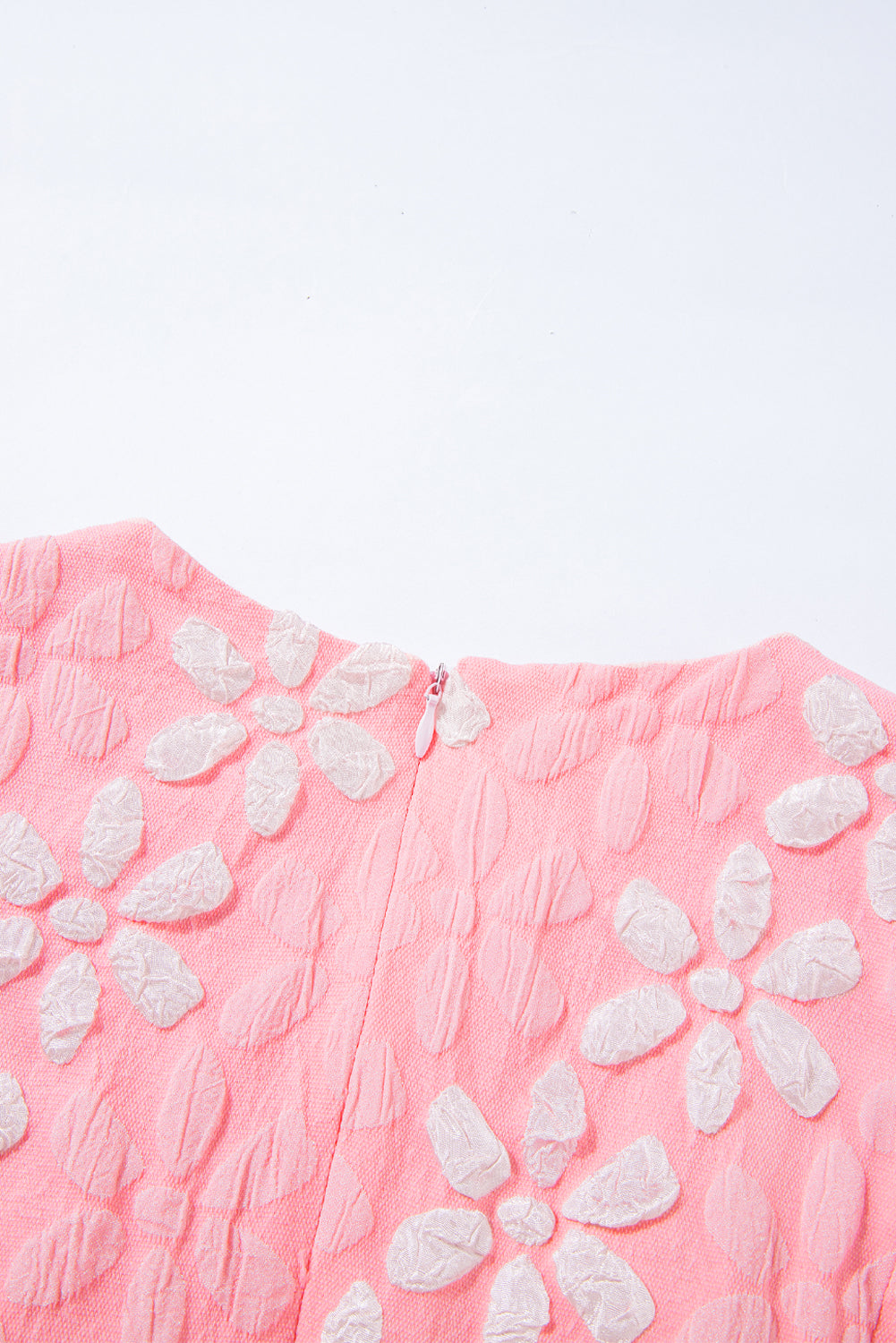 Pink Floral Lace Ruched Bubble Sleeve Top