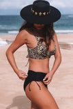 Leopard Print Criss Cross High Waist Bikini Set