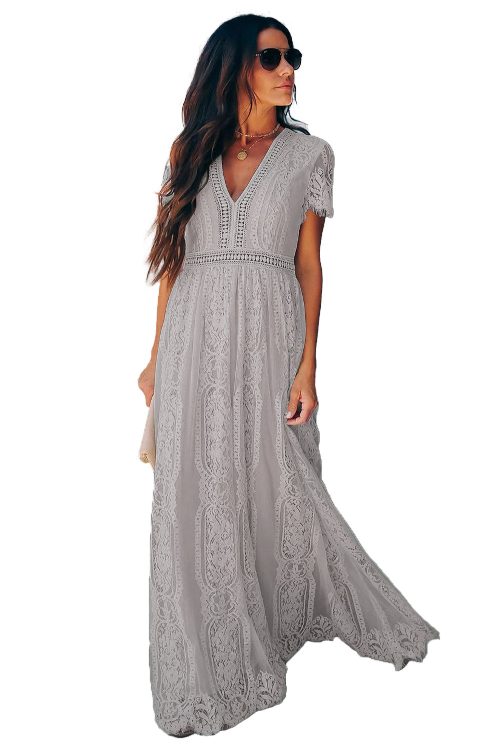 Blue Fill Your Heart Lace Maxi Dress