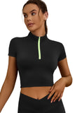 Half Zipper Short Sleeve Active Crop Top