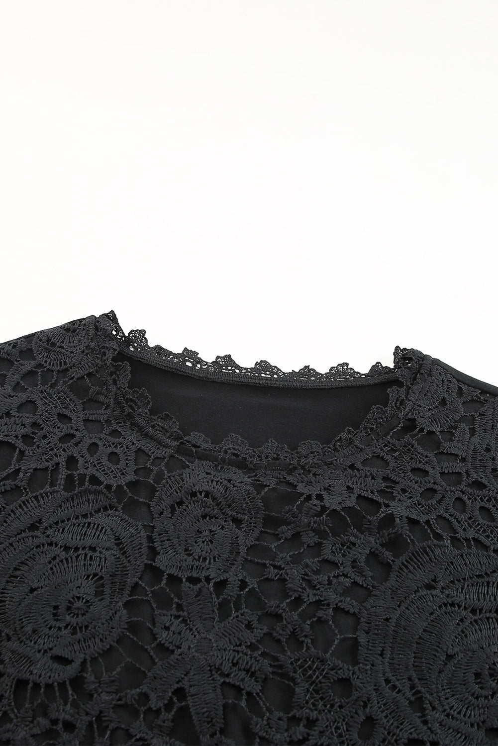 Lace Overlay Short Sleeve Top