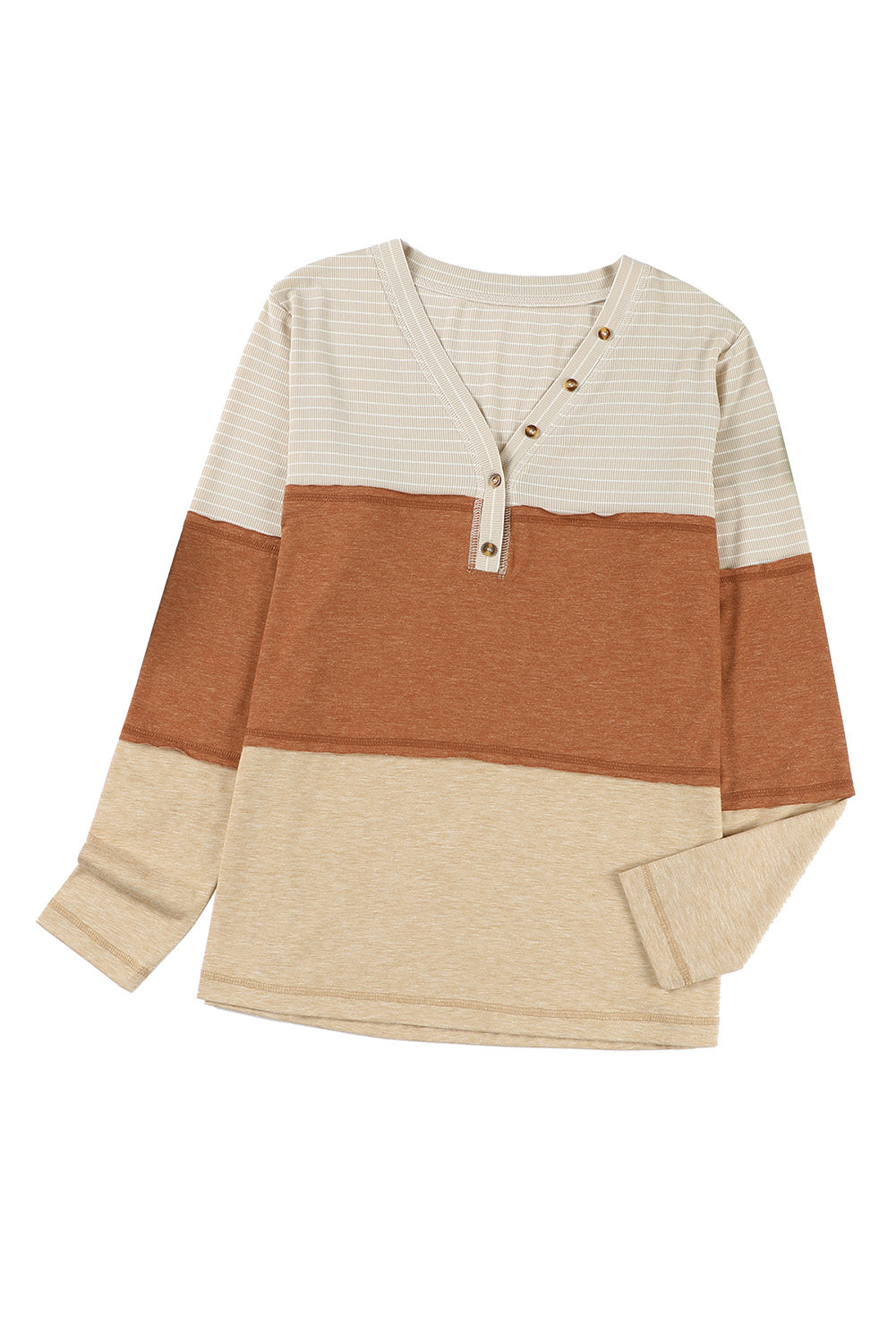 Striped Color Block Henley Top