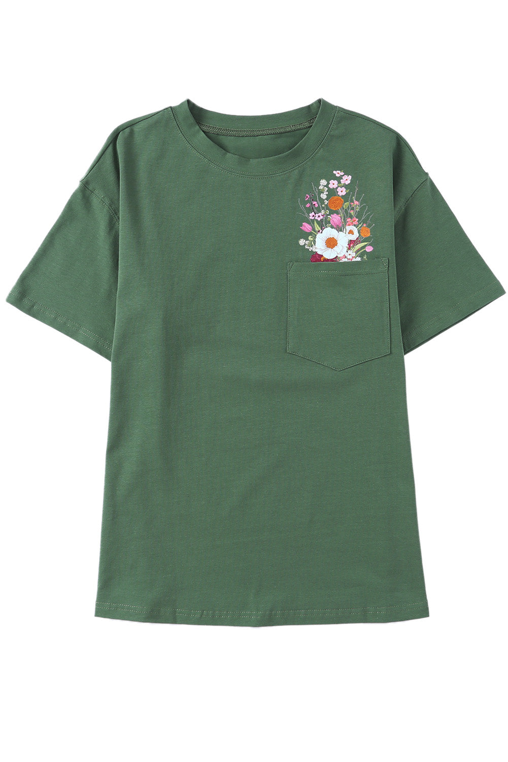 Floral Pocket Casual Short Sleeve Tee