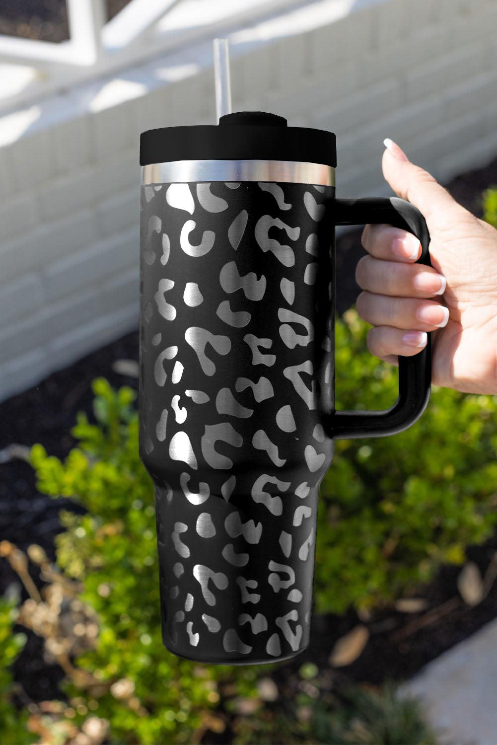 Leopard Print 40OZ Stainless Steel Portable Cup with Handle