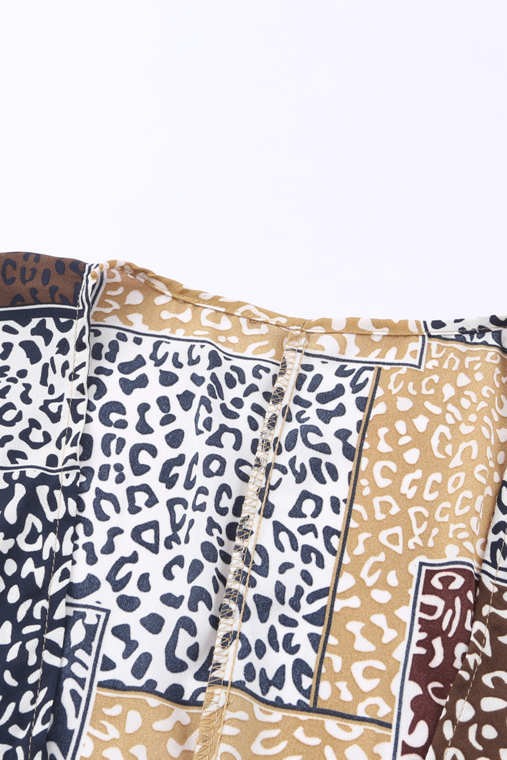 Leopard Color Block Open Front Kimono