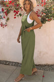 Green Sleeveless Pleated Wide Leg Jumpsuit