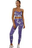 Purple Seamless Tie Dye Two-Piece Workout Set