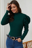 Puff Sleeve Keyhole Back Ribbed Knit Bodysuit