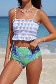 Printed Smocked High waisted swimsuits