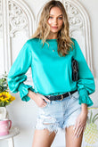 Satin Puff Sleeves Blouse